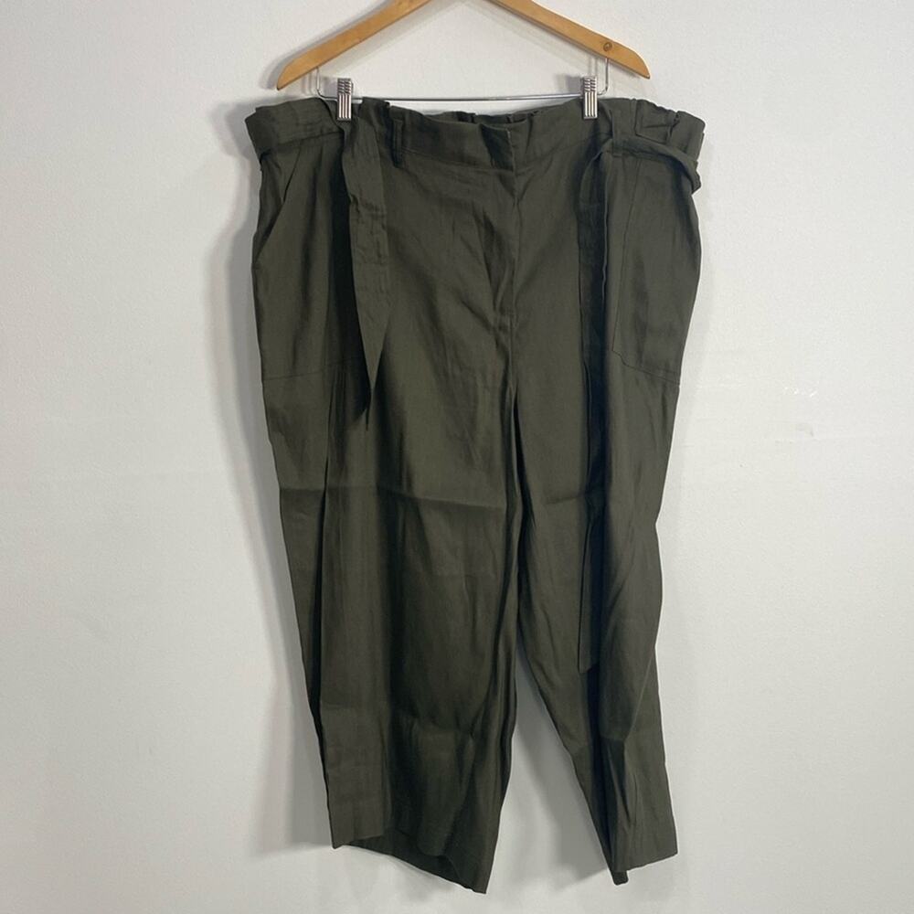 Calvin Klein 3X Cropped Linen‎ Blend Pants